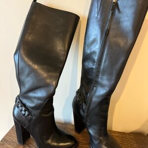 Elizabeth and James Black Leather Knee-High Tall Boots Size 7 Medium